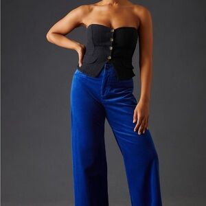 Anthropologie Maeve The Colette Wide-Leg Corduroy Blue Pants Size 16W